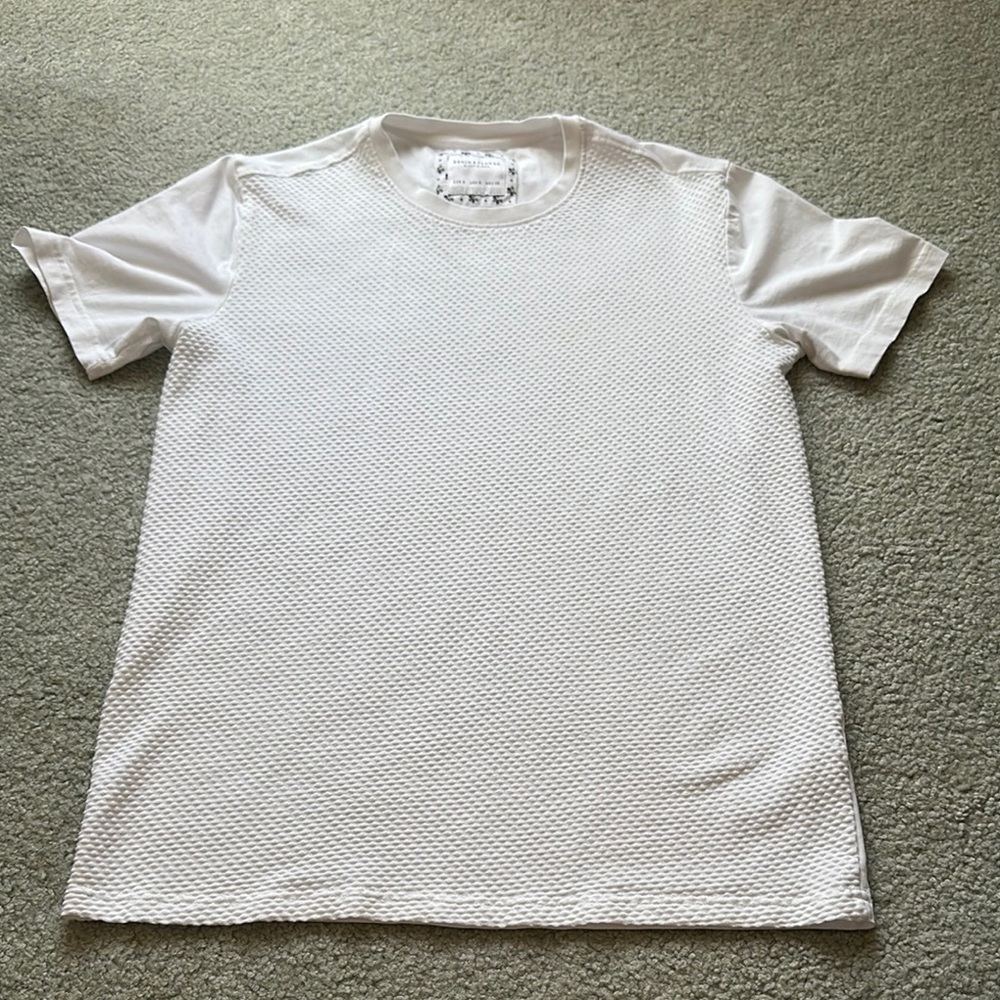 Denim & Flower White Textured Short Sleeve Tee